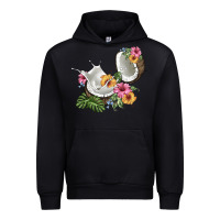 Black coconut with tropical leavers and flowers Urban Hoodie - BarkalooDesign