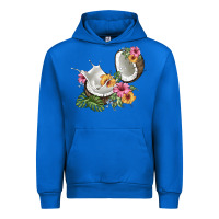 Cobalt coconut with tropical leavers and flowers Urban Hoodie - BarkalooDesign