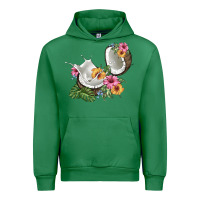 Emerald coconut with tropical leavers and flowers Urban Hoodie - BarkalooDesign