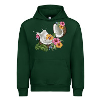 Forest Green coconut with tropical leavers and flowers Urban Hoodie - BarkalooDesign