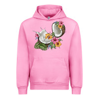 Fuchsia Pink coconut with tropical leavers and flowers Urban Hoodie - BarkalooDesign