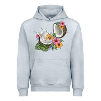 Heather Grey coconut with tropical leavers and flowers Urban Hoodie - BarkalooDesign