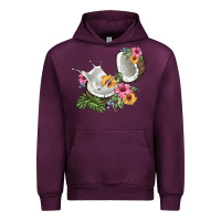 Mauve Wine coconut with tropical leavers and flowers Urban Hoodie - BarkalooDesign