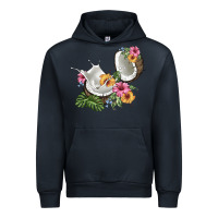 Navy coconut with tropical leavers and flowers Urban Hoodie - BarkalooDesign