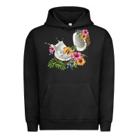 Pigment Black coconut with tropical leavers and flowers Urban Hoodie - BarkalooDesign