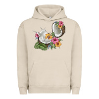 Pigment French Oak coconut with tropical leavers and flowers Urban Hoodie - BarkalooDesign