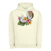 Pigment Pistachio coconut with tropical leavers and flowers Urban Hoodie - BarkalooDesign