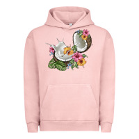 Pigment Salmon coconut with tropical leavers and flowers Urban Hoodie - BarkalooDesign