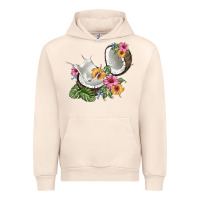 Sandshell coconut with tropical leavers and flowers Urban Hoodie - BarkalooDesign