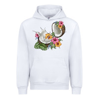 White coconut with tropical leavers and flowers Urban Hoodie - BarkalooDesign