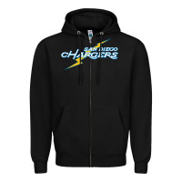 Black vintage styled san diego chargers Zipper Hoodie - lanVoArt