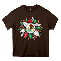 Chocolate Brown Christmas sunflower Mexican flag Heavy Core Tee - JahusDesignShop