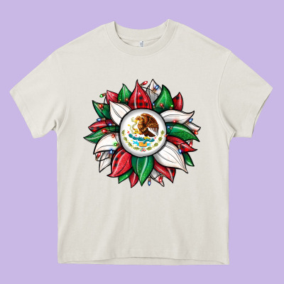 Christmas Sunflower Mexican Flag Heavy Core Tee Designed By Jahusdesignshop