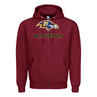 Burgundy the ravens teams Zipper Hoodie - lanVoArt