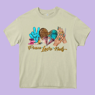 Peace Love Nails Bbs Heavy Core Tee Designed By Bundleandbundleshop