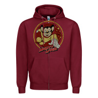 Burgundy distressed mighty Zipper Hoodie - lanVoArt