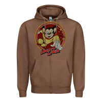 Chestnut distressed mighty Zipper Hoodie - lanVoArt