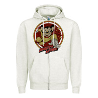 Oatmeal Heather distressed mighty Zipper Hoodie - lanVoArt