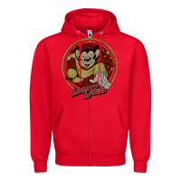 Red distressed mighty Zipper Hoodie - lanVoArt