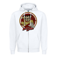 White distressed mighty Zipper Hoodie - lanVoArt