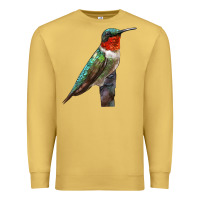Antique Gold Ruby Throated Hummingbird Bird Premium Sweatshirt - LillyAllenDesigns