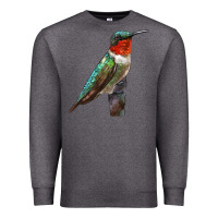 Charcoal Heather Ruby Throated Hummingbird Bird Premium Sweatshirt - LillyAllenDesigns