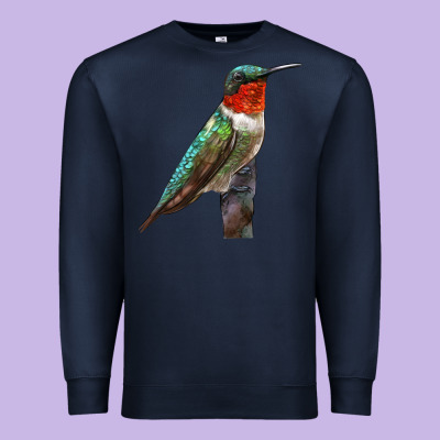 Ruby Throated Hummingbird Bird Premium Sweatshirt Designed By Lillyallendesigns