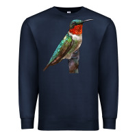 Navy Ruby Throated Hummingbird Bird Premium Sweatshirt - LillyAllenDesigns