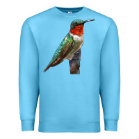 Ocean Blue Ruby Throated Hummingbird Bird Premium Sweatshirt - LillyAllenDesigns