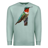 Seafoam Ruby Throated Hummingbird Bird Premium Sweatshirt - LillyAllenDesigns