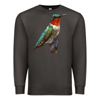 Smoke Ruby Throated Hummingbird Bird Premium Sweatshirt - LillyAllenDesigns