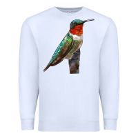 White Ruby Throated Hummingbird Bird Premium Sweatshirt - LillyAllenDesigns