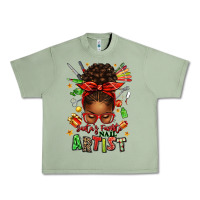 Oil Green santa's favorite nail artist afro messy bun Urban Heavy Tee - texasbilliewilder