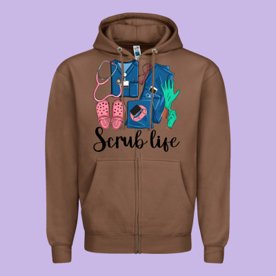 Scrub Life Nurse Zipper Hoodie Designed By Lillyallendesigns