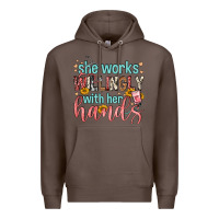 Coffee she works willingly with her hands Premium Hoodie - FaDigitalArtStudio