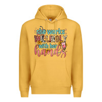 Mustard she works willingly with her hands Premium Hoodie - FaDigitalArtStudio
