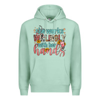 Seafoam she works willingly with her hands Premium Hoodie - FaDigitalArtStudio