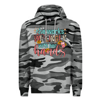 Slate Camo she works willingly with her hands Premium Hoodie - FaDigitalArtStudio