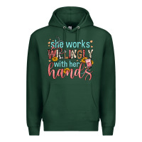 Sports Green she works willingly with her hands Premium Hoodie - FaDigitalArtStudio