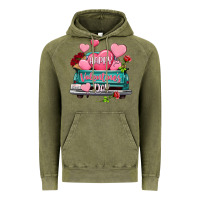 Vintage Olive Happy Valentine's day turquoise truck Vintage Hoodie - HowdyJamesFarm