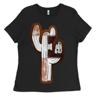 Black Leather Cowhide Cactus Ladies Tee - RanaPortraitStore