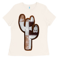 Bone Leather Cowhide Cactus Ladies Tee - RanaPortraitStore