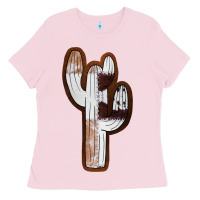 Bubblegum Pink Leather Cowhide Cactus Ladies Tee - RanaPortraitStore