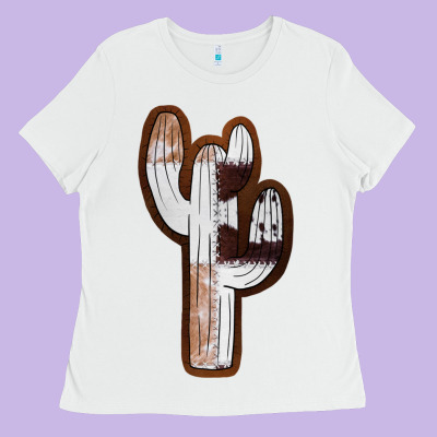 Leather Cowhide Cactus Ladies Tee Designed By Ranaportraitstore