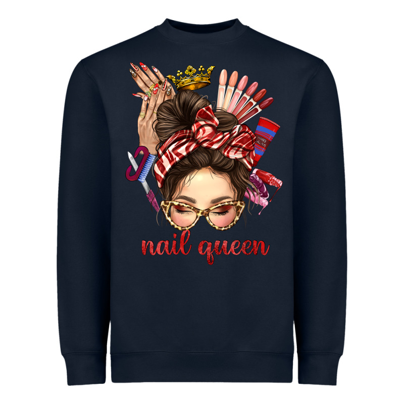 Nail Queen Messy Bun With Crown Bbs Heavyweight Sweatshirt by BundleAndBundleShop | Teevron