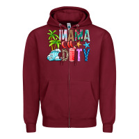 Burgundy Mama Of Duty Zipper Hoodie - CowhideDigitalArt