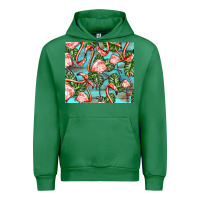 Emerald flamingos with leaves Urban Hoodie - BarkalooDesign