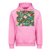 Fuchsia Pink flamingos with leaves Urban Hoodie - BarkalooDesign