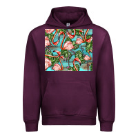 Mauve Wine flamingos with leaves Urban Hoodie - BarkalooDesign
