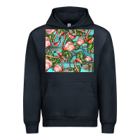 Navy flamingos with leaves Urban Hoodie - BarkalooDesign